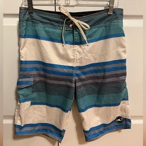 O’Neil Striped Multi-colored Board Shorts Bathing Suit